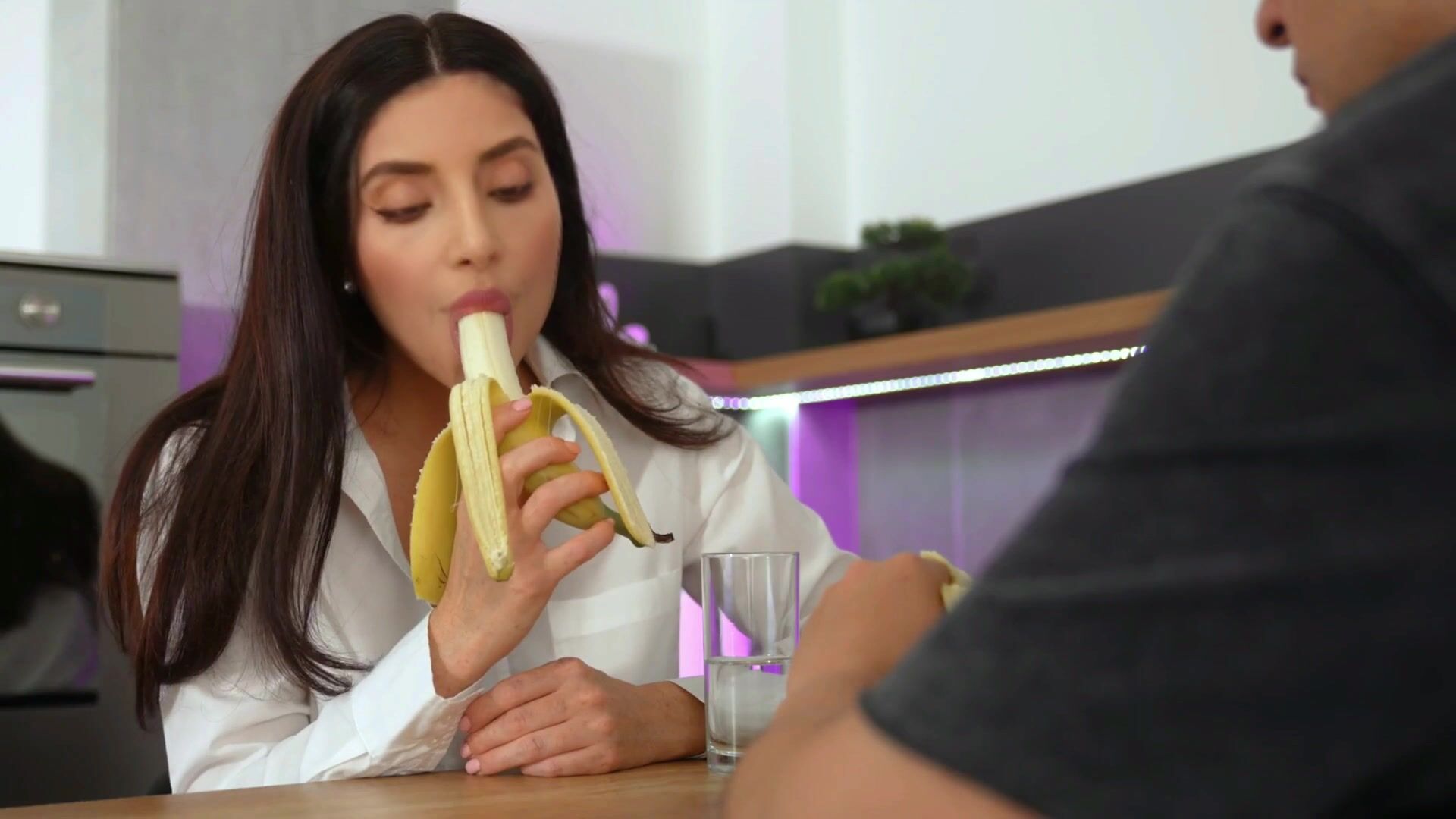 Harshita Gaur seducing with Banana and giving blow job under the table